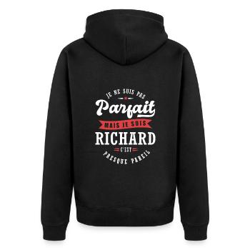 Richard Parfait Cadeau prenom richard - Veste à capuche bio Premium Unisexe - noir - Dos - Nico (187cm)