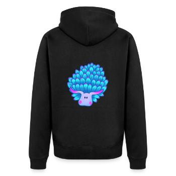 Blattschnecke, Blaue Meeresschnecke - Unisex Premium Bio Zip Hoodie - Schwarz - Hinten - Nico (187cm)