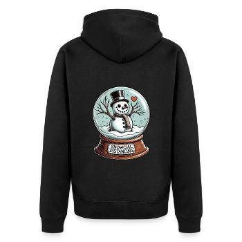 Snowcial Distancing Snowman Snow Globe - Unisex Premium Organic Zip Hoodie - black - Back - Nico (187cm)