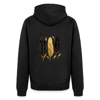 Golden Feathers - Unisex Premium Organic Zip Hoodie - black - Back - Nico (187cm)