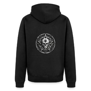 Skull with pentagram in gothic style - Unisex Premium Organic Zip Hoodie - black - Back - Nico (187cm)