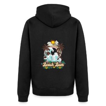 Beach Bum - Meer Palmen Retro Strand Regenbogen - Unisex Premium Bio Zip Hoodie - Schwarz - Hinten - Nico (187cm)