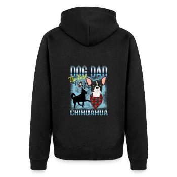 Chihuahua Herrchen - The Best Dog Dad - Unisex Premium Bio Zip Hoodie - Schwarz - Hinten - Nico (187cm)