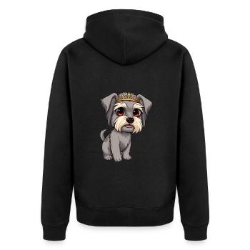 Tibetan Terrier - Gray Dog with Crown Cartoon - Unisex Premium Organic Zip Hoodie - black - Back - Nico (187cm)