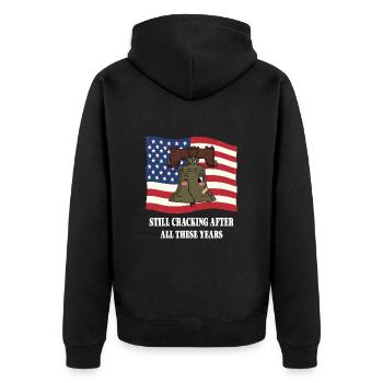 Liberty Bell - Unisex Premium Organic Zip Hoodie - black - Back - Nico (187cm)