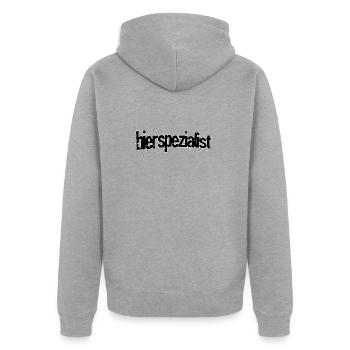 Bierspezialist - Unisex Premium Bio Zip Hoodie - Grau meliert - Hinten - Nico (187cm)