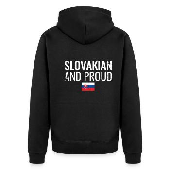Slovakian And Proud Slovakia Slovak Slovak - Unisex Premium Organic Zip Hoodie - black - Back - Nico (187cm)