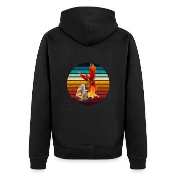 Phoenix Above - Unisex Premium Organic Zip Hoodie - black - Back - Nico (187cm)