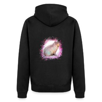 Capybara,Pig,Graffiti,Capybara,Pink - Unisex Premium Organic Zip Hoodie - black - Back - Nico (187cm)