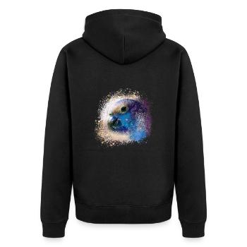 Papagei, ara, aquarell vogel, graffiti,bunt - Unisex Premium Bio Zip Hoodie - Schwarz - Hinten - Nico (187cm)