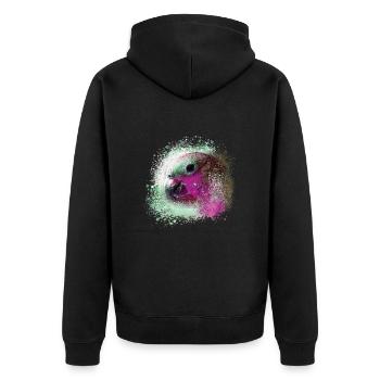 Papagei, ara, aquarell vogel, graffiti,bunt - Unisex Premium Bio Zip Hoodie - Schwarz - Hinten - Nico (187cm)