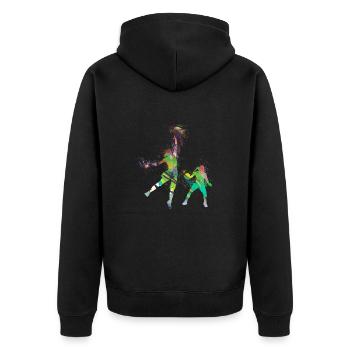 basketballerin,basketball,Graffiti - Unisex Premium Bio Zip Hoodie - Schwarz - Hinten - Nico (187cm)