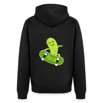 Cucumber and skateboard - Unisex Premium Organic Zip Hoodie - black - Back - Nico (187cm)