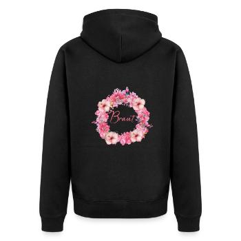 braut,blumen,blumenkranz,floral,magnolien - Unisex Premium Bio Zip Hoodie - Schwarz - Hinten - Nico (187cm)