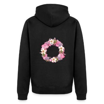 leer,blumen,blumenkranz,floral,aquarell - Unisex Premium Bio Zip Hoodie - Schwarz - Hinten - Nico (187cm)