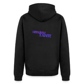 Lieblingstante - Unisex Premium Bio Zip Hoodie - Schwarz - Hinten - Nico (187cm)