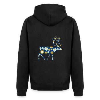 Reindeer Rennes Scandinavia - Unisex Premium Organic Zip Hoodie - black - Back - Nico (187cm)