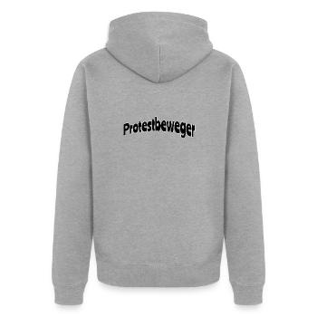 Protestbeweger - Unisex Premium Bio Zip Hoodie - Grau meliert - Hinten - Nico (187cm)