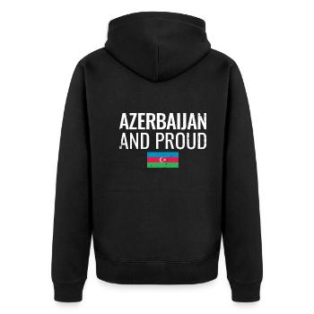 Azerbaijan And Proud Azerbaijan Flag - Unisex Premium Organic Zip Hoodie - black - Back - Nico (187cm)