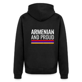 Drapeau arménien et fier de l’Arménie - Veste à capuche bio Premium Unisexe - noir - Dos - Nico (187cm)