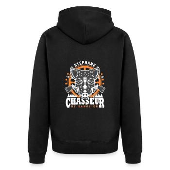 Stéphane chasseur de sanglier Humour Chasse - Veste à capuche bio Premium Unisexe - noir - Dos - Nico (187cm)