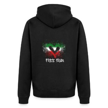 free iran,herz,iran,flagge,graffiti - Unisex Premium Bio Zip Hoodie - Schwarz - Hinten - Nico (187cm)