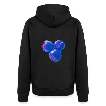 tomaten,blaue tomaten,rispentormaten,tomate,popart - Unisex Premium Bio Zip Hoodie - Schwarz - Hinten - Nico (187cm)