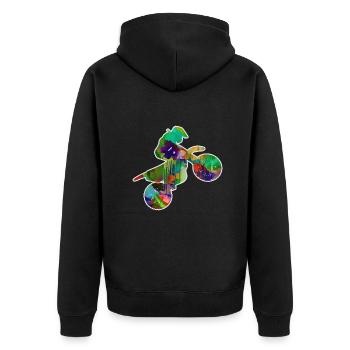 motorrad, motorcycle, biker, graffiti, malerei - Unisex Premium Bio Zip Hoodie - Schwarz - Hinten - Nico (187cm)