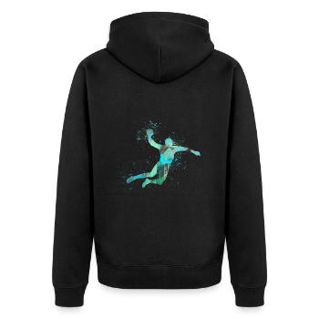 Handball, handballer, Beachhandball,Graffiti - Unisex Premium Bio Zip Hoodie - Schwarz - Hinten - Nico (187cm)