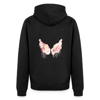 angelwings,flügel,magnolienl,blumen,engelsflügel - Unisex Premium Bio Zip Hoodie - Schwarz - Hinten - Nico (187cm)