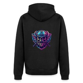 Viking Skull - Unisex Premium Organic Zip Hoodie - black - Back - Nico (187cm)