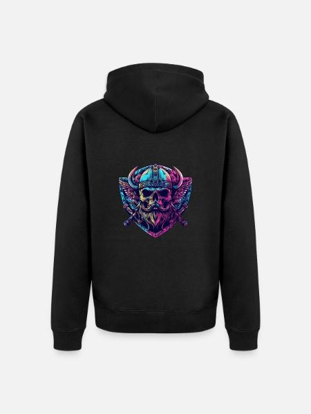 Viking Skull - Unisex Premium Organic Zip Hoodie - black