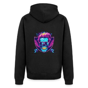 Punker Totenkopf Party - Unisex Premium Bio Zip Hoodie - Schwarz - Hinten - Nico (187cm)