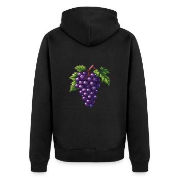 Grapes Pixel Icon - Unisex Premium Organic Zip Hoodie - black - Back - Nico (187cm)