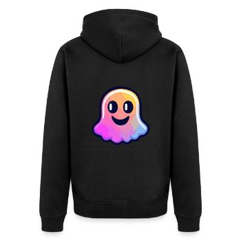 Geist Halloween Bunt - Unisex Premium Bio Zip Hoodie - Schwarz - Hinten - Nico (187cm)