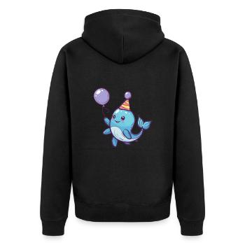 baleine anniversaire bébé - Veste à capuche bio Premium Unisexe - noir - Dos - Nico (187cm)