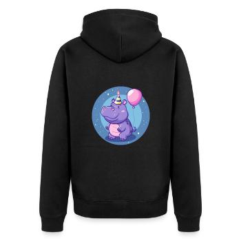 Hippopotame Anniversaire Bébé - Veste à capuche bio Premium Unisexe - noir - Dos - Nico (187cm)