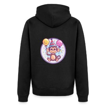 Monkey Birthday Baby - Unisex Premium Organic Zip Hoodie - black - Back - Nico (187cm)