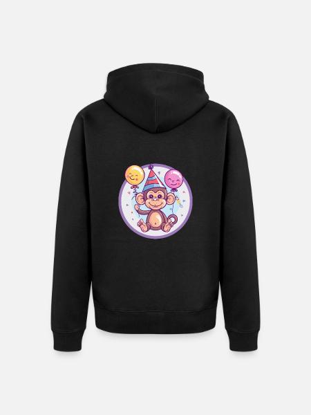 Monkey Birthday Baby - Unisex Premium Organic Zip Hoodie - black