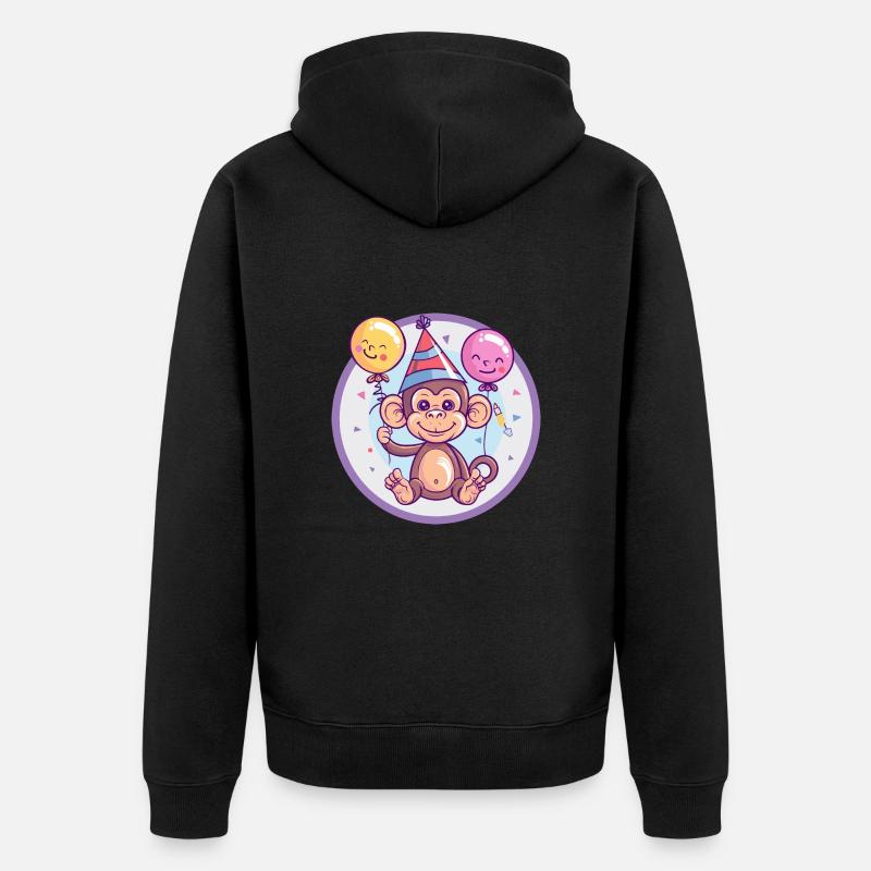 Singe Anniversaire Bébé - Veste à capuche bio Premium Unisexe - noir