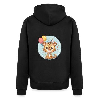 Bébé d’anniversaire léopard - Veste à capuche bio Premium Unisexe - noir - Dos - Nico (187cm)