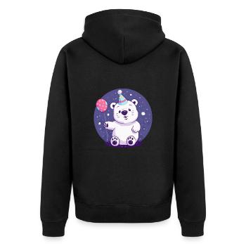 Eisbär Geburtstag Baby - Unisex Premium Bio Zip Hoodie - Schwarz - Hinten - Nico (187cm)