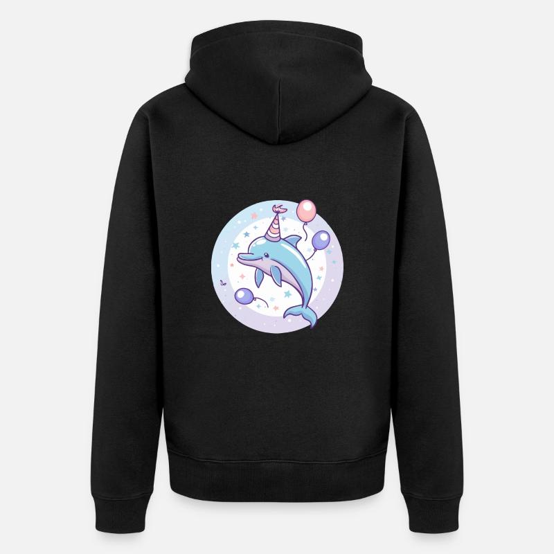 Dauphin Anniversaire Bébé - Veste à capuche bio Premium Unisexe - noir