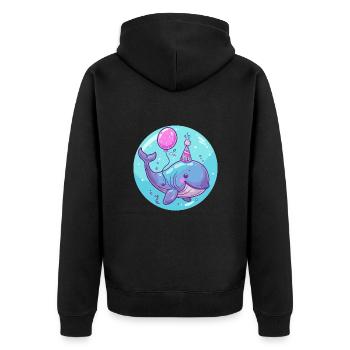 baleine anniversaire bébé - Veste à capuche bio Premium Unisexe - noir - Dos - Nico (187cm)