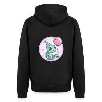 Caméléon Anniversaire Bébé - Veste à capuche bio Premium Unisexe - noir - Dos - Nico (187cm)
