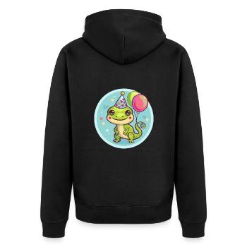 Echse Geburtstag Baby - Unisex Premium Bio Zip Hoodie - Schwarz - Hinten - Nico (187cm)