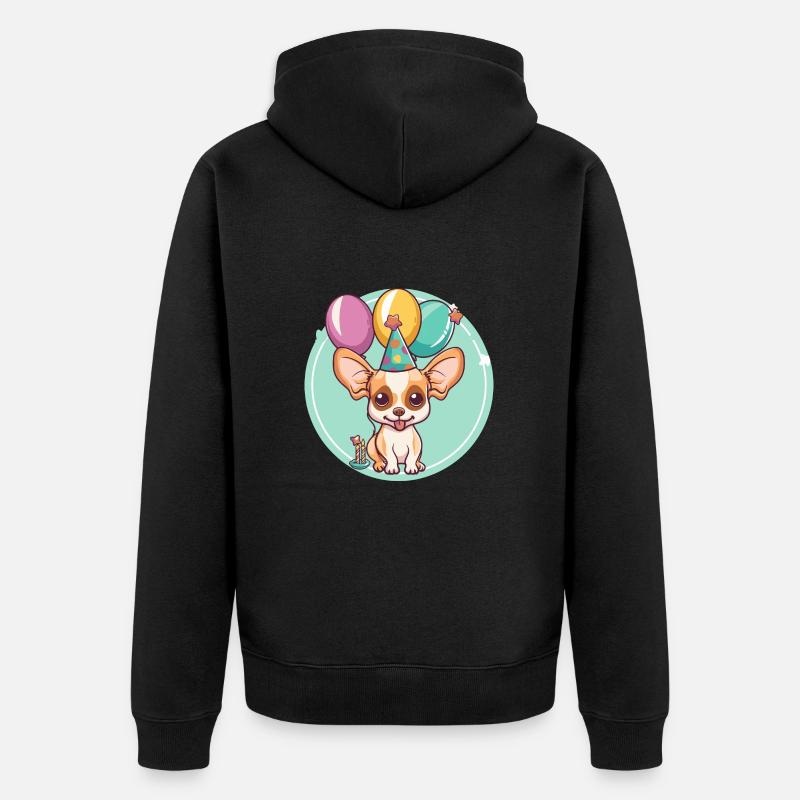 Chihuahua Chiens Anniversaire Bébé - Veste à capuche bio Premium Unisexe - noir