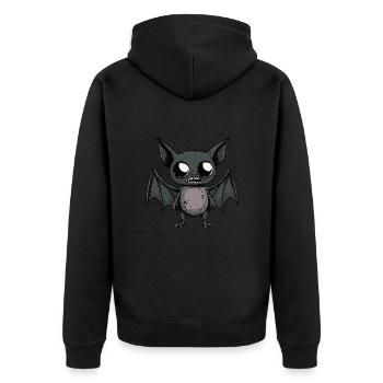 Fledermaus Halloween Comic Lustig - Unisex Premium Bio Zip Hoodie - Schwarz - Hinten - Nico (187cm)