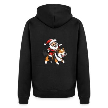 Border Collie Chien Père Noël - Veste à capuche bio Premium Unisexe - noir - Dos - Nico (187cm)