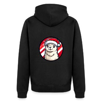Alpaca Llama Christmas X-Mas - Unisex Premium Organic Zip Hoodie - black - Back - Nico (187cm)